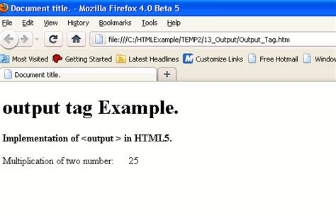 how to display the result of a javascript function in html|HTML output Tag .